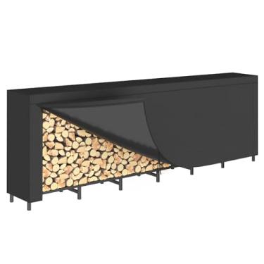 Imagem de CADUKE Rack de lenha de 2,4 m com capa, rack de madeira resistente para uso externo e interno, rack de armazenamento de lenha com capa de tecido Oxford 600D resistente ao clima