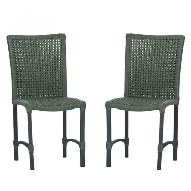 Imagem de 2 Cadeiras Cannes Corda Náutica Alumínio Cozinha Jantar Verde