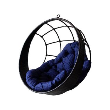 Imagem de Balanço Suspenso Ninho Em Fibra C/Almofada E Mola Preto azul