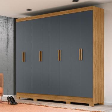 Imagem de Guarda Roupa Casal 8 Portas 4 Gavetas Freijo / Cinza Diplomata - Moval
