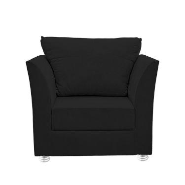 Imagem de Poltrona Cadeira Decorativa Para Sala E Quarto Lisboa Suede Preto