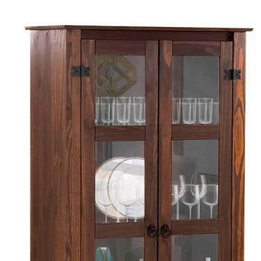 Imagem de Cristaleira Madeira Maciça 2 Portas Vidro Imbuia D112 Shop Jm Imbuia