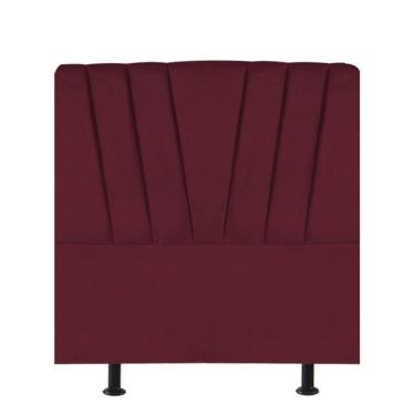 Imagem de Cabeceira Estofada Bélgica 90cm Solteiro Para Cama Colchão Box Quarto Suede Bordô - Aurora Line