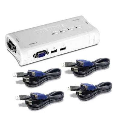 Imagem de Chaveador Kvm Trendnet Tk-407k - 4 Computadores Em 1 Monitor, Teclado E Mouse - Cabos Kvm Inclusos