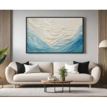 Imagem de Quadros Decorativos com Moldura Moderno Azul Bege para Sala Quarto e E