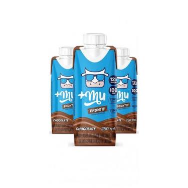 Imagem de Kit 3 whey protein bebida 12g sabor chocolate 230ml 12g proteina 37g +