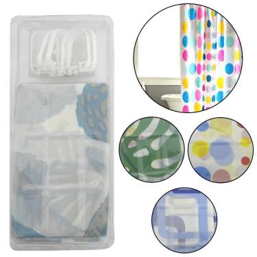 Imagem de Cortina Box Plastico Estampa Com 6 Ganchos 180X140Cm