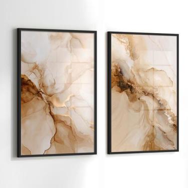 Imagem de Conjunto 2 Quadros Decorativos com Moldura Caixa Cozinha Tons Terrosos
