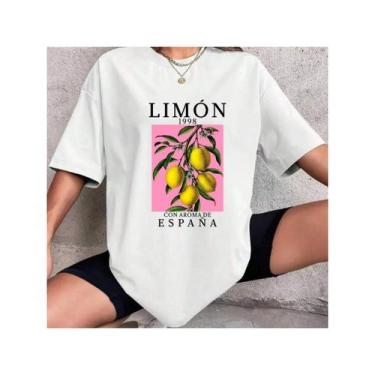 Imagem de Camiseta Feminina Estampada Limón T-shirt Primavera Verão Praia - NoBr