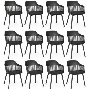 Imagem de Kit 12 Cadeiras de Jantar Estofada Marcela - Preto - Magazine Decor