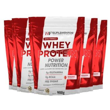 Imagem de 5X Whey Protein Power Nutrition Refil 900G Morango Hf Suple - Hf Suple
