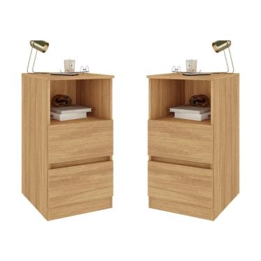 Imagem de Kit 2 Mesas de Cabeceira 38,5cm 2 Gavetas Multimóveis MP4501