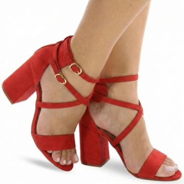 Imagem de Sandália Feminina Salto Grosso Tiras Trançadas Confort P96 - Modarpe, 