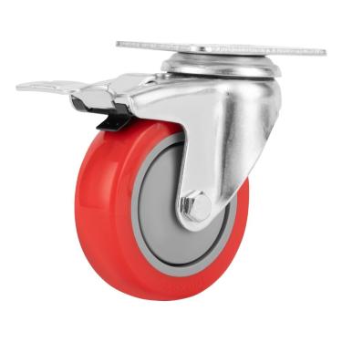 Imagem de Rodízio Fixo 100mm 4'' Carga 50kg Borracha Vermelha Mtx