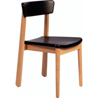 Imagem de Cadeira Piazza Kyoto Madeira Tauarí Acabamento Verniz Incolor Estofado Preto Tramontina