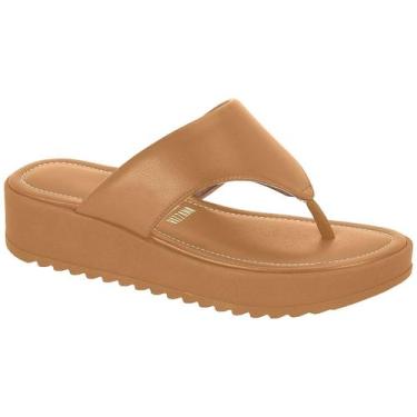 Imagem de Chinelo Tamanco Feminino Vizzano Anabela Plataforma Dedo, Camel, 38