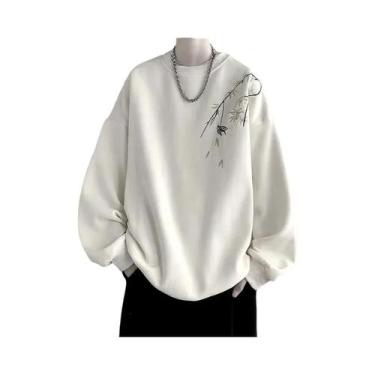 Imagem de Moletom Masculino Oversized De Manga Longa M-8XL Com Estampa De Pássar