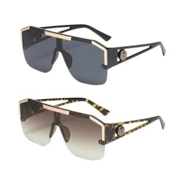 Imagem de Óculos De Sol Unissex Oversized Quadrados Da Moda UV400 Com Lentes Gra