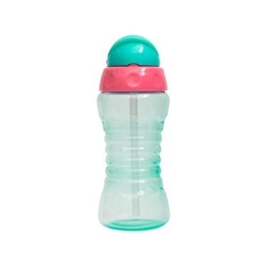 Imagem de Garrafa Infantil Garrafinha Fresh 300mL Verde Com Canudo Retrátil Sili