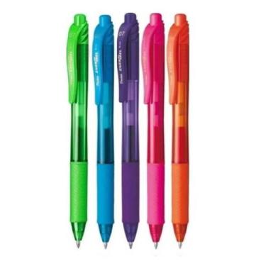 Imagem de Kit 5 Caneta Gel PENTEL Energel X RT Retrátil 0.7mm Coloridas