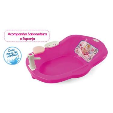 Imagem de Banheira para Boneca Princesa Chuveirinho Sai Agua de Verdade Rosa - S