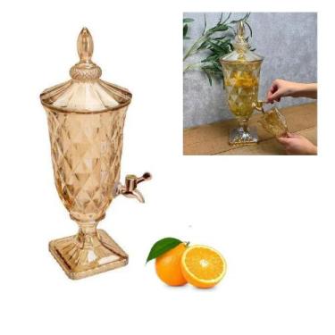 Imagem de Suqueira Vidro Capacidade 3 Litros Torneira Prata Tampa Decorativa Des