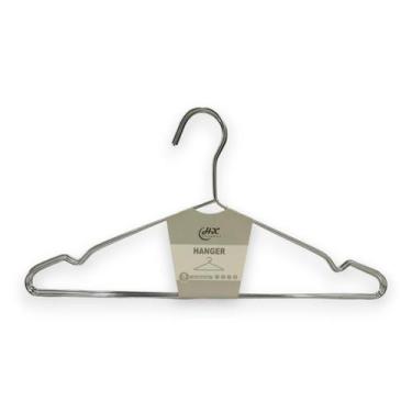 Imagem de Kit 50x Cabides Gancho De Roupas Aço Cromado Com Cavas - Kadê