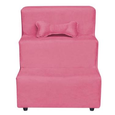 Imagem de Escadinha Pet 3 Degraus Cachorro e Gato Suede Rosa - Bebe Shop