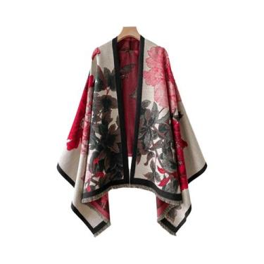 Imagem de Pashmina Feminina De Luxo Em Caxemira Com Jacquard Floral, Xale Quente