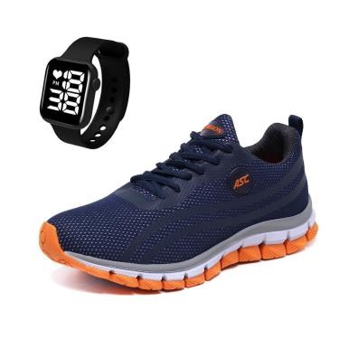 Imagem de Combo Tênis Masculino Com Relogio Quadrado Ideal para Caminhar, Treinar e Usar no Dia a...