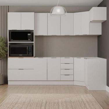 Imagem de Cozinha Modulada 7 Peças sem Tampo com Rodapé Ipanema CabeCasa Madeira
