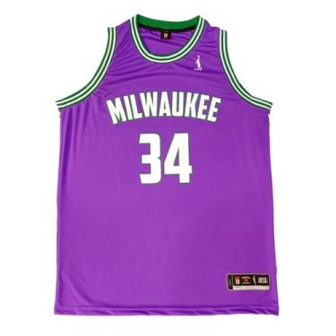 Imagem de Regata Basquete Masculina M10 Slam Milwaukee 34, Roxo, GG