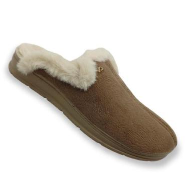 Imagem de Pantufa Feminina Forrada Pegada 266005, Marrom, Bege, 35