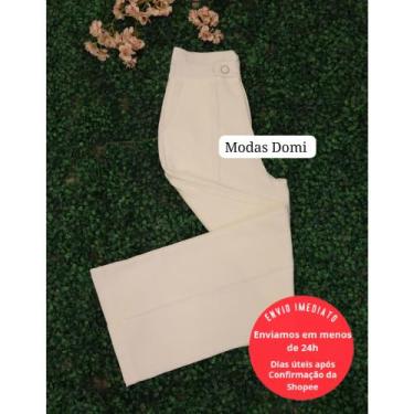 Imagem de Modas Domi Calça Feminina Estilo Social Pantalona Luis Twill Detalhe N
