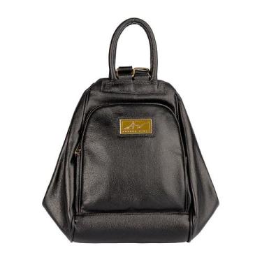 Imagem de Mochila de couro 3 em 1 Sabrina preta Feminino - Andrea Vinci, Preto
