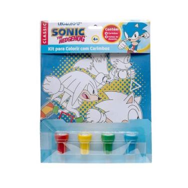Imagem de Kit para Colorir com Carimbos Sonic - Blister c/ 3 Desenhos + 4 Carimb