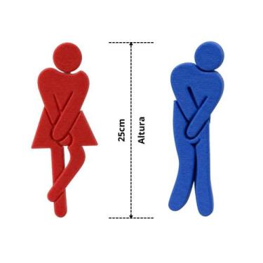 Imagem de Placa Sinalização Banheiro Feminino Masculino Sanitário 25cm - KeiMel