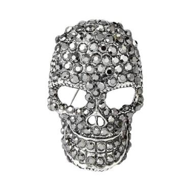 Imagem de Broche De Caveira Unissex Feminino Com Strass, Alfinete De Lapela De M