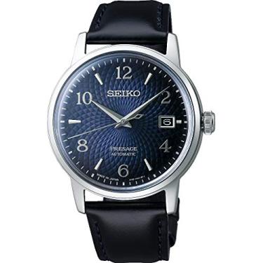 Imagem de Seiko Relógio masculino com mostrador azul automático Presage SRPE43J1, Branco, alça