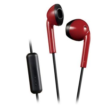 Imagem de JVC Fones de ouvido retrô à prova de suor e respingos vermelho e preto com microfone e controle remoto HAF19MRB