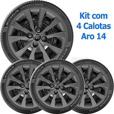 Imagem de Kit 4 Calota FIAT MOBI ARGO PALIO Aro 14 Grafite Logo 293cb