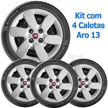 Imagem de Kit 4 Calota FIAT UNO MILLE PALIO SIENA Aro 13 Emblema 095cb