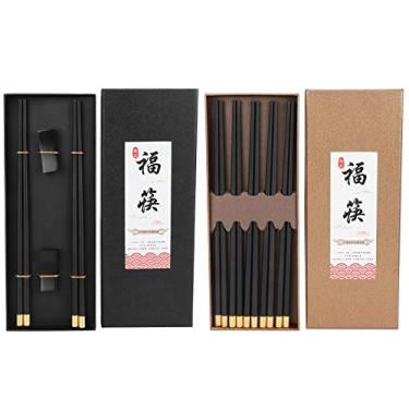Imagem de Pauzinhos, 5 Pçs Pauzinhos Fu Reutilizáveis Blackwood Sem Laca Antiderrapante Pauzinhos Domésticos Conjuntos de Presentes Estilo Chinês Proteção Ambiental Segura(2 pcs)