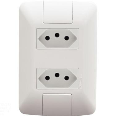 Imagem de Conjunto 4x2 com 2 Tomadas 2P+T Tramontina Aria 10 A 250 V Branco Tramontina