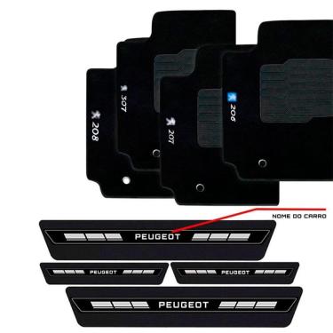 Imagem de Tapete Carpete Bordado + Soleira Peugeot Escolha o Carro