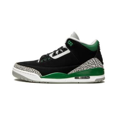Imagem de Nike Men's Air Jordan 3 Retro Pine Green, Black/Pine Green/Silver/White, 9.5