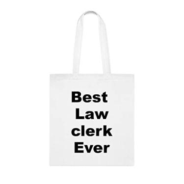 Imagem de Bolsa tote Law Clerk, Best Law Clerk Ever Bag, presente de funcionário, presente para funcionários da lei, bolsa de ombro do funcionário, bolsas reutilizáveis de funcionário, ideia de de Natal, Branco