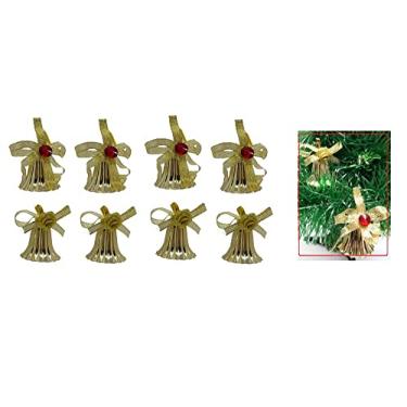 Imagem de Kit com 8 Sinos Dourados com Laço Enfeite Natalino 3,8cm