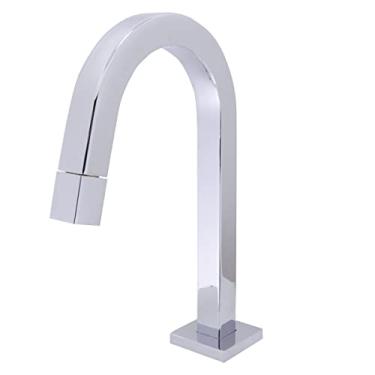 Imagem de Torneira Banheiro Lavatório Cromada Quadrada Bica Baixa para Mesa 1/4 de Volta Metal com Arejador