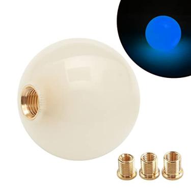 Imagem de YIUIY Manípulo de mudança de marchas luminoso universal de 5 6 velocidades para veículos automáticos manuais com adaptadores (creme para azul)